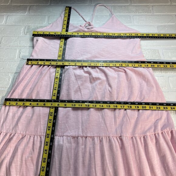 Old Navy Midi Dress Womens XL Tall Pink Tiered Slub-Knit Cami Swing Strappy Back - Picture 2 of 10